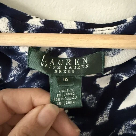 Lauren Ralph Lauren Printed Faux Wrap Ruched Sheath Midi Dress Modest Missy 10 - Picture 6 of 9